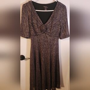 Metallic Blue/ Black and Gold Midi Dress By Robbie Bee Size 6